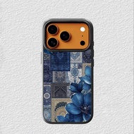 iphone Case 17 16 15 14 13 12 11 X XR Xs 8 7 6 5 Plus Pro Max SE Softcase Blue Rug Flowers