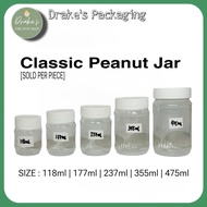 Classic Peanut Jar with white cap Sold per Piece Plastic Jar Organiser By Drakes Packaging Supplies