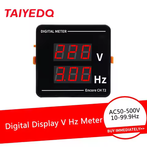 Square 72*72mm AC 50-500V 10-99.9Hz Digital Display LED Energy Voltage Frequency Panel Meter Voltmet