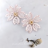 鉤針 串珠 編織  櫻花 耳環