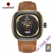 KADEMAN 9030 Trendy Men's Watch Personalized Creative Square Dial Calendar Waterproof Belt Quartz Watch