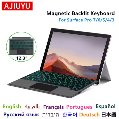 AJIUYU Keyboard Cover For Microsoft Surface Pro 7 6 5 4 3 12.3“ Tablet GO 10.1" Go 2 3 PC 10.3" Wire
