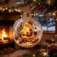 Light Up Christmas Story Scene Ornament Ball – Warm Glow Led Sphere Decor, 8cm Shatterproof O7k8