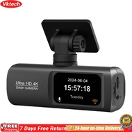 【Ready】【Vktech】4K Dash Cam Car DVR 24Hour Monitor Monitor Dual Lens Smart Connect เครื่องบันทึกรถ 1.