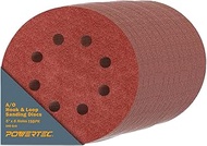 POWERTEC 45024-P6 5 Inch 8 Hole Hook and Loop Sanding Discs, 240 Grit, 150 PK, Sandpaper for Random 