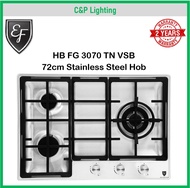 EF 72cm Flush Stainless Steel 3 Burner Cooker Hob Gas Stove HB FG 3070 TN VSB