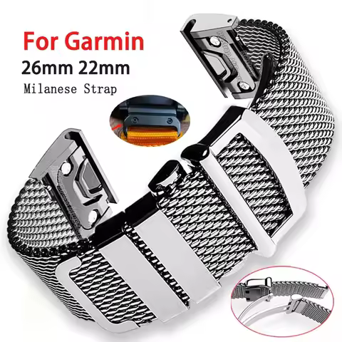 High Quality Milanese Watch Strap for Garmin Tactix 7Pro Fenix 7X 6X 7 5 6 Pro 5X 3HR Metal Bracelet