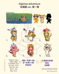 Bandai 全新 正版 絕版 digimon adventure 數碼暴龍 玩偶服公仔大冒險系列 盲盒 第一代 第一彈 八神太一 大和 美美 武之內空 空 泉光子郎 城戶丈 八神光 高石岳 亞古獸 