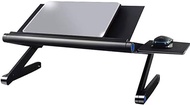 WSSBK Adjustable Laptop Stand with USB Large Cooling Fan, Ergonomic Cozy Desk Foldable with Mouse Platform, Aluminum Laptop Table