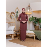 [ RICH BROWN ] NOW DESIGN Baju Kurung Yuna Scallop | Kurung Moden | Kain lipat batik | Material Prem