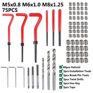 【Special Promotion】 Thread Repair Tool Set 75/125/131pcs M5 M6 M8 M10 M12 Screw Thread Inserts For R