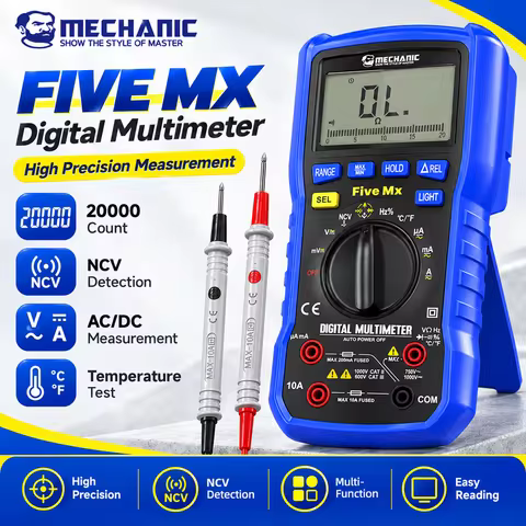 MECHANIC Five Mx 20000 Counts Digital Multimeter NCV AC DC Voltage Current Capacitance Temperature T