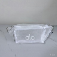 ALO Casual lightweight sports waist bag, double-layer mesh phone waist bag, adjustable elastic waist