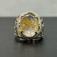 Jarum Emas Asli Cincin Perak Golde Rutile Quartz Silver Ring