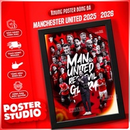 MANCHESTER UNITED TEAM 2025/2026 poster photo frame includes 2 sizes for A5 tabletop (18cm x 24cm), 