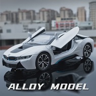 1:24 BMW I8 Supercar Alloy Car Model Diecasts Metal Toy Car Sound And Light Boy Kids Toy Collectible