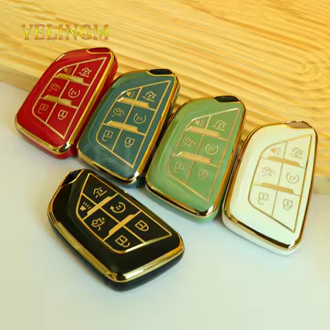 6 Bottons TPU Car Key Fob Cover Case Shell for Cadillac Escalade CT4 CT4-V CT5 XTS CT6 C8 for GMC Yu