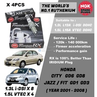 NGK Premium RX Spark Plug - Honda 1.3L L13A iDSI 1.5L L15A VTEC City SEL GD6 GD8 Jazz GD1 GD3 ( Year