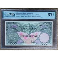 Uang Kuno 1000 Rupiah Tahun 1959 Seri Bunga PMG 67 EPQ Sangat Langka 