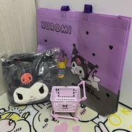 全圖3件Kuromi 環保袋迷你購物車毛毛大頭手提袋