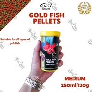 INFINITY Goldfish PELLETS (250ml MEDIUM) GoldFish Food Ranchu Oranda Red Cap etc (ff)