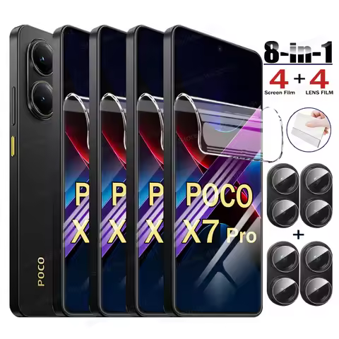 8 IN 1 X7 Pro Hydrogel Film For POCO X7 X6 F8 Pro 5G Lens Film For POCO F8 F7 Ultra F6 X3 X4 X5 M6 M