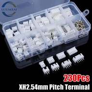 LUUMXAI 230Pcs Pin Connector, Male And Female XH2.54 2.54mm Pitch Terminal,  2p 3p 4p 5pin 4 Value H