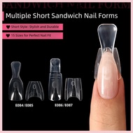 ORIENTLIIY 60/240/300 Pcs Coffin Nail Forms, Acrylic 15 Size Oval Dual Nail Forms,  No Paper Forms O