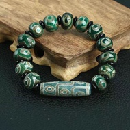Three-Nine Eye Dzi Beads Bracelet Natural Three-Eyed Dzi Beads Ethnic Style Play Buddha Beads Dzi Be