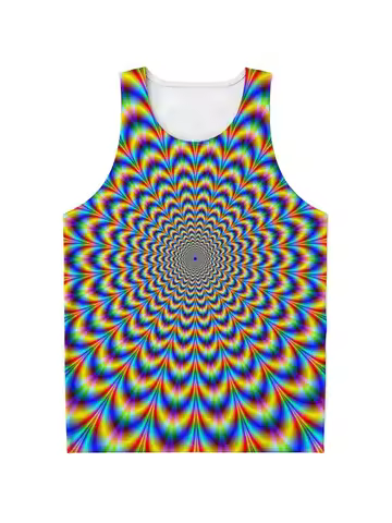 Fashion Abstract Dizzy 3d Printed Tank Top Men Optical Illusion Pattern T-shirt Summer Street Sleeve