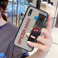 (มีสายรัดข้อมือ) Hontinga เคสมือถือ เคสโทรศัพท์ เคส Samsung Galaxy A20 A30กันกระแทกMarvel Spider-Manการ์ตูนโปร่งใสเคสนิ่มใส่โทรศัพท์ขอบเลนส์ตัวปกป้องกล้องถ่ายรูปเคสประกบหลังแบบแข็งสำหรับชาย