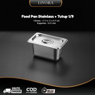 Stainless Steel Food Pan + Lid 1/ 9 x 10 (17.5 x 11 x 10 Cm)