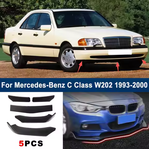 For Mercedes-Benz C Class W202 1993-2000 model, adjustable 5PCS front bumper lip spoiler protection 