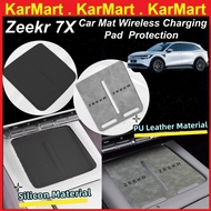 Zeekr 7X Car Mat Wireless Charging Pad Protection Silicon PU Leather Grey Car Interior Accessories z
