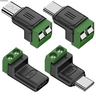 JUNMPER2R USB C to 2Pin Terminal Adapter, Solderless Plug 5V Crimp Terminal Block, Screw Charging Co