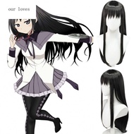 OUR Magical Girl Homura Akemi Cosplay Wig Heat Resistant Synthetic Puella Magi Madoka Magica Role Play Natural Long Black Wig Women