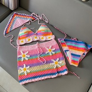 Beach crochet set - Handmade crochet wool set - Crochet Bikini