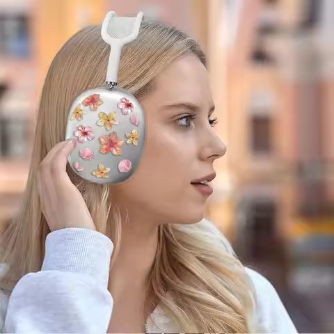 Greyish-white flowers Earphone case protective cover for Apple Airpods Max Girls Apple Headphone Air