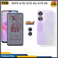 3IN1 Tempered Glass Oppo A78 A78 4G A78 5G Anti-Scratch Glass Full Cover Screen Protector Elegant