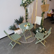 Wooden Coffee Table Balcony Leisure Table Chair Foldable Courtyard Outdoor Table Chair Back Chair Fo