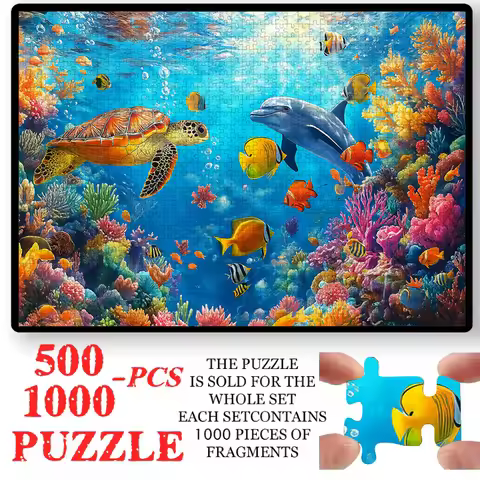 500/1000pcs Jigsaw Puzzle, Paper Puzzle, Adult Puzzle, Large Puzzle, Underwater World with Turtles a