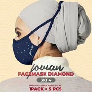 Jovian Face Mask Diamond Exclusive 💎 Masker Topeng Muka Kain Lembut Kalis Air Muslimah
