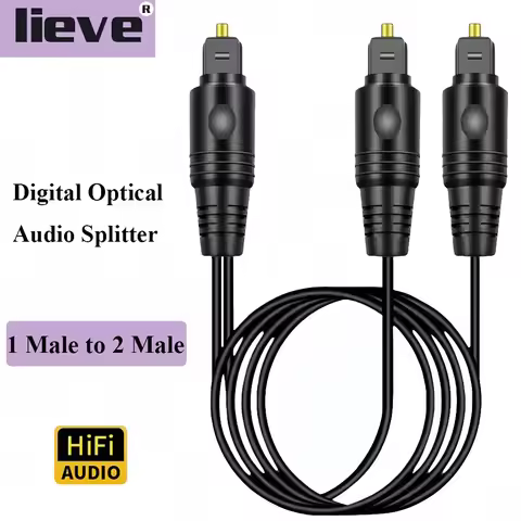 Digital Optical Fiber Audio Splitter 1 Male to 2 Male, 1 in 2 Out Audio Fiber Optic Cable for Home T