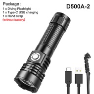 Asafee D500 Professional Diving Flashlight 1200LM Ultra-Bright Light 3 Styles White + Yellow Lamp Ty