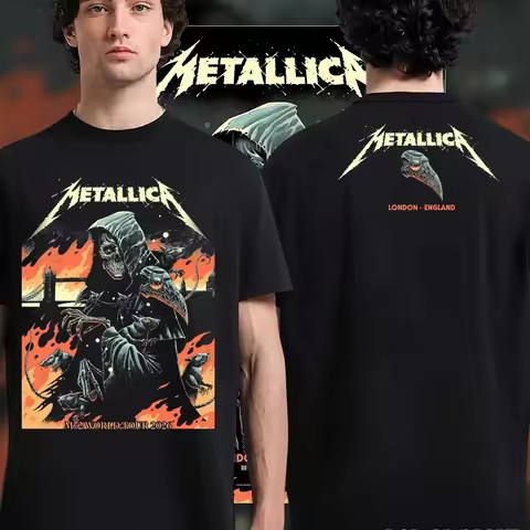 Metallica M72 World London Tour 2026 Double Sided Tshirt Unisex Heavy Metal Band Plague Doctor Graph