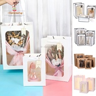 (MOQ:10pcs) Large Paper Bag with PVC Window Flower Packaging Bags Cookies Candy Christmas Gift Packaging Bag Event Bag Goodie Bag Wedding Party Favors Decoration Supplies