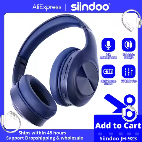 Siindoo JH-923 Wireless Headphones Over Ear,Foldable Bluetooth Headsets,3EQ Sound Modes, Hi-Res Audi