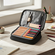 2-Compartment Pencil Storage Box for Teenagers, Holds 24 Pencils, Universal Zipper Closure  Kotak Pe