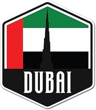 2 x 10cm Dubai Vinyl Stickers - United Arab Emirates Flag City Landmarks Travel Geography Holiday Lo