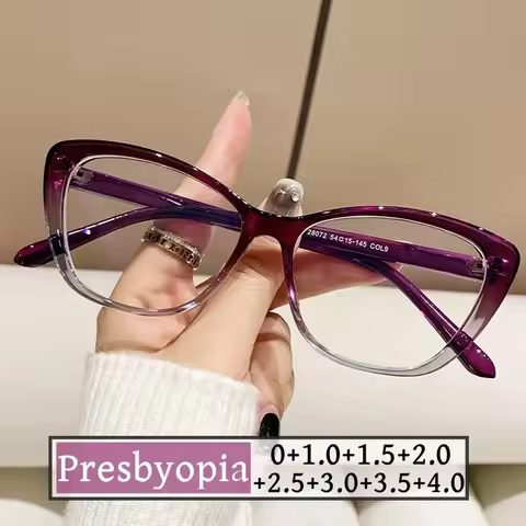 Cat eye presbyopia Glasses for Women Men Ultra-light far Sight Eyewear Fashion Prescription reading 